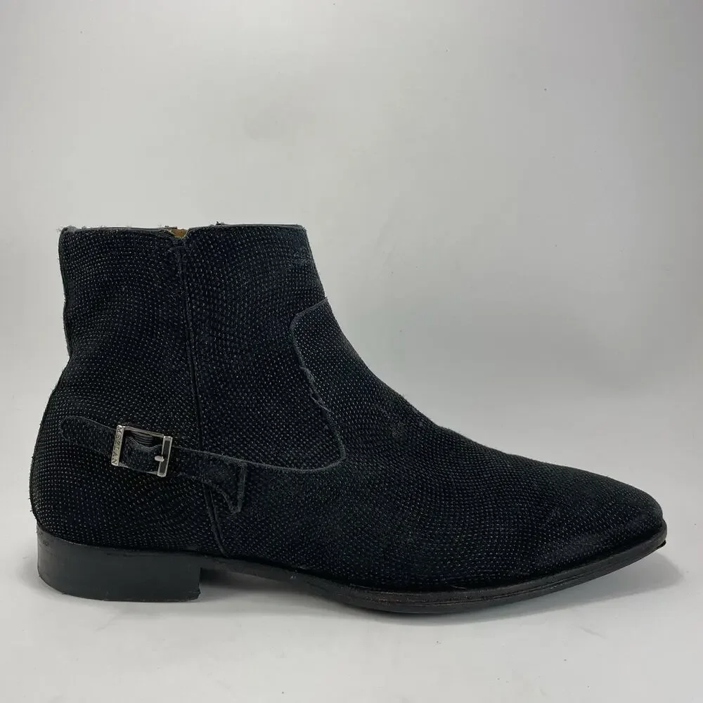 Mezlan Spain Black Suede Jodhpur Chelsea Boots Buckle Detailed Mens Size 10 M